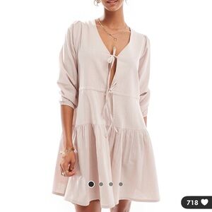 Stradivarius Zara Women's Dress Sz m NWT Long Sleeve Mini Peasant Boho